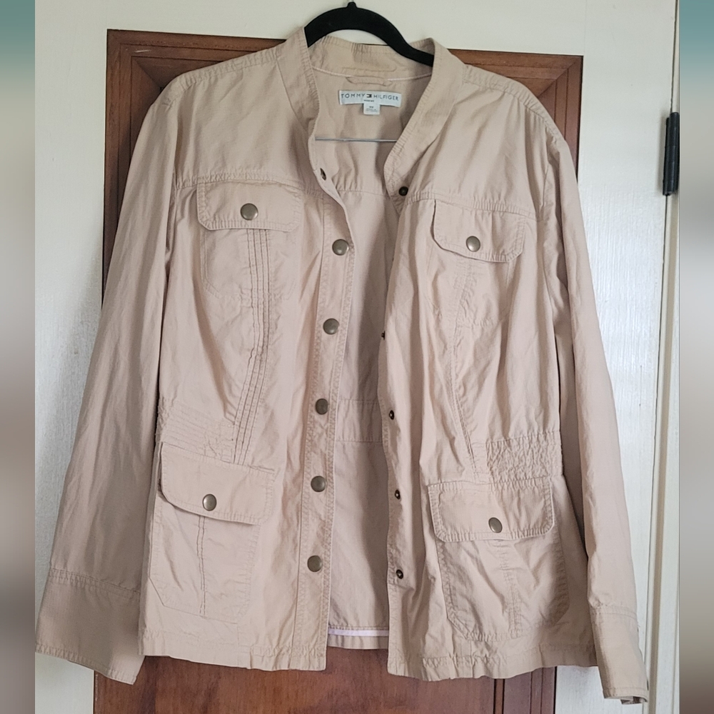 Tommy Hilfiger Women's Tan Canvas Utility Jacket Size 3x